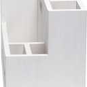 Elegant Designs HG2033-WHT Pantry Picks Farmhouse Wooden Flatware & Utensils Caddy Condiment Organizer w Cutout Handle & Compartments for Kitchen Dcor Countertop Breakfast BBQ Events Picnic, Wht Wash