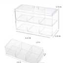 Yesesion Plastic Cable Management Boxes Set with Lid and 20 Wire Ties, Clear Power Cord Case with 3 Compartments, Electronics Organizer Desk Drawer Accessories Storage for Office Supply (2 PACK)