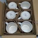 famiware Coffee Mug Set for 6, Star 12 oz Catering Mugs Cup Set with Handle for Coffee, Tea, Cocoa, Milk - Ceramic Stoneware Drinkware Set, Matte White