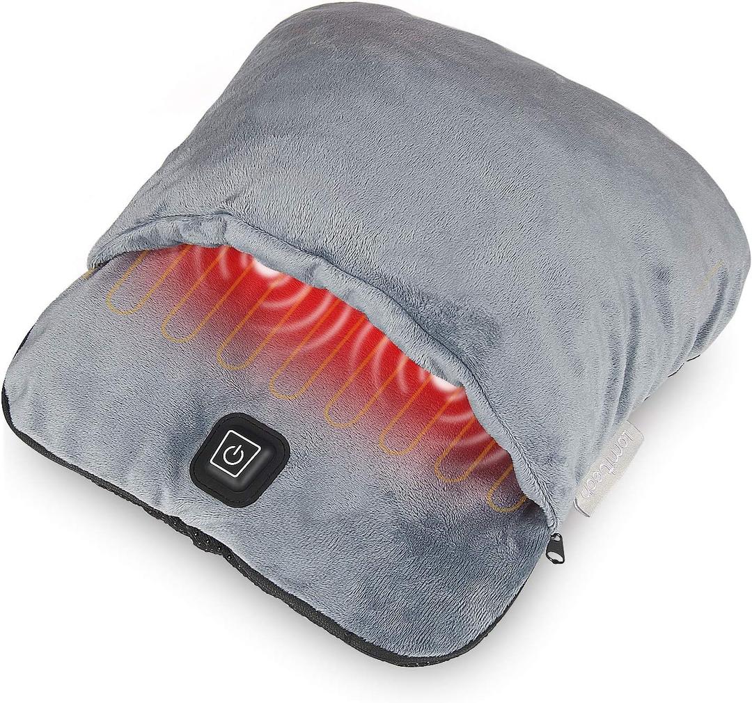 Electric Foot Warmer with Heat & Vibration Massage Function, Feet Warmer for Cold Feet Fast Heating Pad Ultra Soft Flannel Fleece with 3 Settings Overheat Protection for Men and Women