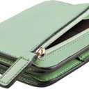 Toughergun Womens Small Slim Leather Wallet with RFID Protection, Compact Bifold Mini Purse with Clear ID Window (Matcha Green)