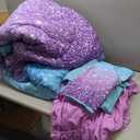 A Nice Night Girls Comforter Set Full Size 6 Piece Bed in A Bag 3D Colorful Sparkle Galaxy Rainbow Bedding Comforter Sheet Sets for Kids,BluePurple