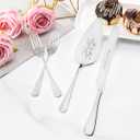 Wedding Cake Knife and Server Set, Silver Cake Cutting Set for Wedding, 4 Pieces Set with Forks for Engagements, Anniversaries, Bride and Groom