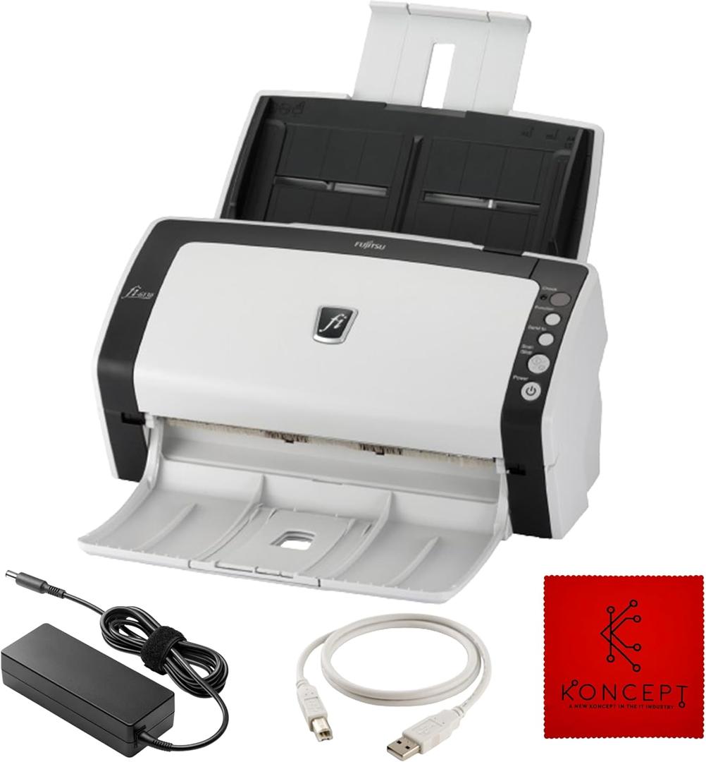 FI-6130 Fujitisu Document Scanner ADF - Duplex Sheet-Fed Document Scanner with 24V, USB 2.0 Cable & Microfiber Cleaning Cloth 