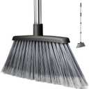 Broom, Outdoor Brooms for Sweeping Indoor, Adjustable 55" Pet Hair Removal Heavy Duty Broom for Floors Home Kitchen Garage Commercial Patio Industrial Snow (Black)