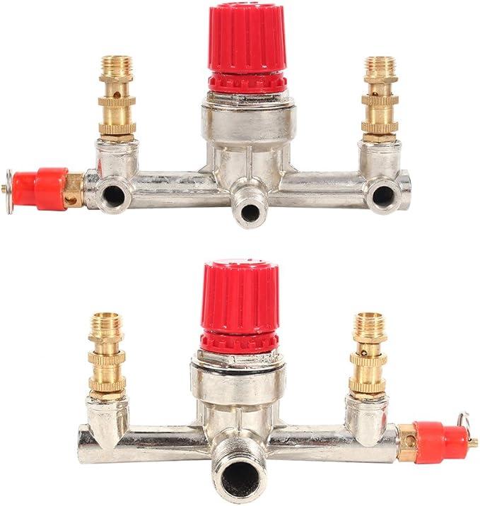 Double Outlet Tube Alloy Air Compressor Switch Pressure Regulator Valve High Voltage Regulation for Piston Air Compressor