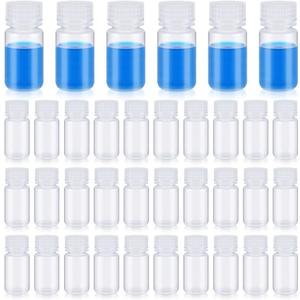 Tatuo 12 Pcs 2 oz 60 ml Polypropylene Reagent Bottle Plastic Sample Bottles with Screw Caps Transparent PP Sample Containers with Lid for Liquids, Laboratory, Storage at Home (Clear)