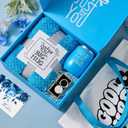 Teacher Nurse Employee Appreciation Gifts, Best Friend Birthday Gifts for Women, Blue Self Care Package Get Well Soon Gift Basket, Unique Mothers Day Gifts for Mom Wife Girlfriend Sister w Blanket