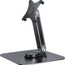 13-17.3" Monitor Stand with 360 Swivel Base, 75mm VESA Single-Arm Mount w/ M4 Screws for Portable Monitor, Adjustable Angle & Tilt & Rotation - Touchscreen Desktop Display Stand (Black)