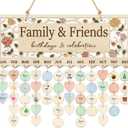 CHDITB Wooden 3D Family Friends Birthday Calendar Wall Hanging(16"x6"), Boho Flowers Botanical Birthday Celebrations Reminder Tracker with Tags, Custom DIY Mother Gifts for Grandma