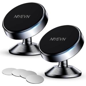 [2 Pack Magnetic Phone Holder car,[360Rotation] car Mount Magnet,[4 N52 Magnets] Super Magnetic Force is Suitable for Most iPhone and samsumg Smartphones Black Phone Holder (Black) (dark)