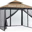 10x12 Gazebo Replacement Mosquito Netting, 4-Panel Sidewall Screen with Zipper Universal Black (10'x12')