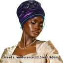 Women's African Turban Head Wrap Braid Beanie Cap Headwear Crystals Twisted Head Turbans for Women (Purple)