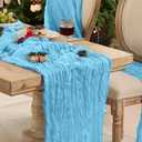 6 Pack Baby BlueTable Runner Graduation Cheesecloth120 Inch Boho Rustic Gauze 10 FT Cheese Cloth Table Runners Decorations for Mother's Day Birthday Baby Shower Wedding Holiday Home Party Decor