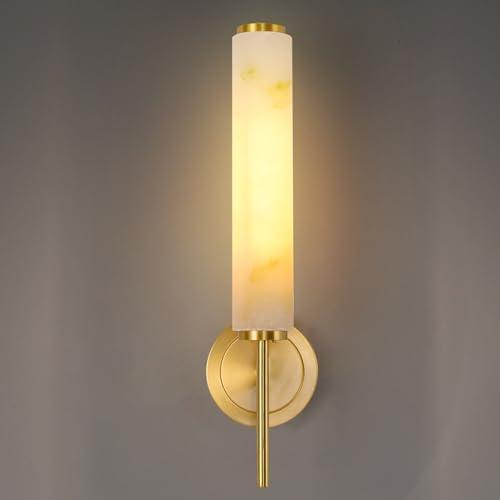 XYDikssn Modern Brass Alabaster Wall Sconces,Handmade Modern Vanity Wall Sconce,Bathroom Living Room Bedroom Wall Lamps,Bedside,Hallway,Corridor,Stairs Wall Lights（Bulb Included）（Single）