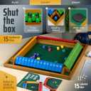 Queensell Shut The Box Game Wooden Board for 4 Players 15 Numbers Shut The Box Game Classic Shut The Box Dice Game for Adults & Kids Family Board Game