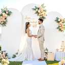 White and Blue Arch Cover 3 Set-8FT, 7.2FT, 6.6FT Arch Backdrop Cover Spandex Fitted 2-Color Fabric Stand Covers for Baby Shower Boy Birthday Party Graduation Banquet Photo Background Decorations