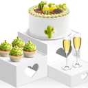 3 PCS Buffet Risers Display Stands, Food Risers with Love Design, Acrylic Risers for Display for Food, White Dessert Table Display Set for Party, Acrylic Cube Storage Boxes Size (6", 7", 8")