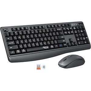 Wireless Keyboard and Mouse Combo, FullSized 2.4GHz Wireless Keyboard with Comfortable Palm Rest and Optical Wireless Mouse for Windows, Mac OS PC/Desktops/Computer/Laptops (Black)