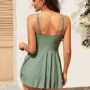 Women's One Piece Swimsuit Sparkly Rhinestone Tie Knot Swim Dress | Tummy Control Bathing Suit Modest Full Coverage Swimwear 2026 (Green, S)