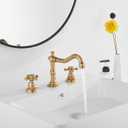 8 inch 2 Handles 3 Holes Widespread Bathroom Sink Faucet Antique Brass Bathroom Vanity Faucet Basin Mixer Tap Faucet Matching Metal Pop Up Drain with Overflow