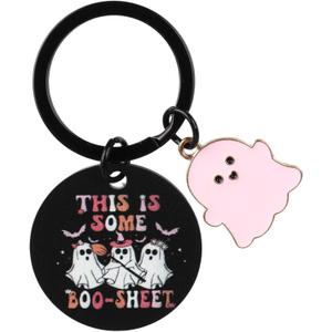 3 x Halloween Ghost Keychain, Halloween Keychain Boo Basket Stuffers for Women, Metal Spooky Halloween Gifts for Women