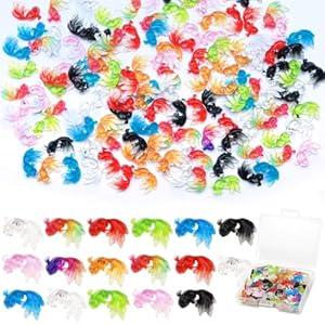 120Pcs Mini Goldfish, Tiny Fish Miniature Figurines for Fairy Garden Dollhouse Micro Landscape Decor, Micro Resin Goldfish Sea Animals Decoration Gifts for Birthday, Christmas, Party