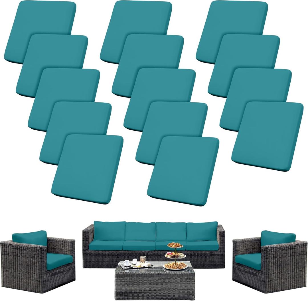 Outdoor Cushion Covers Set,14PCS Patio Furniture Couch Seat Slipcovers, Replacement for Sofa Sectional Chair(CoverOnly)