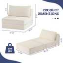Folding Sofa Bed, Convertible Sleeper Chair with Pillow,Corduroy Comfy Floor Futon for Living Room Bedroom,No Assembly Required,Beige, 37 Inches X 39 Inches X 15 Inches