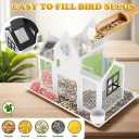 Solar Bird Feeders House for Outdoors Hanging, 7LBS Large Capacity Metal Wild Bird Feeder Squirrel Proof for Outside with Water Cup, Cardinal Birdfeeder Birdhouses Gift for Bird Lovers (White)