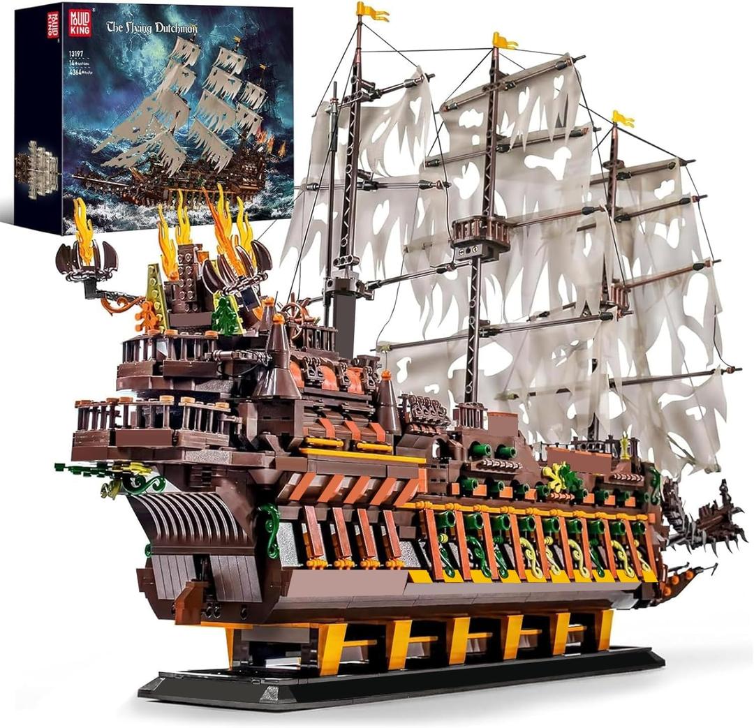 Mould King Large Pirates Ship Model Building Blocks Kits, MOC Dutchman Building Block Pirate Ship Construction Set to Build, Toys Gift for Kids Age 8+/Adult Collections Enthusiasts (4364+Pieces)