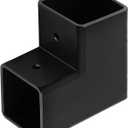 2 PCS 2" Black L Square Tubing Connector, 90 Degree 2 Way Elbow Fitting, Fits Square Tube O.D.: 2"
