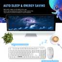 FOPETT Wireless Keyboard and Mouse Combo - 2.4G Full-Sized White Keyboard with Round Keycaps 104 Keys Typewriter Keyboard for Laptop/Windows/PC - White