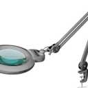 Neatfi XL Bifocal LED Magnifying Lamp, 7-Inch Acrylic Lens, 5D/20D Magnification, Hands-Free, Dimmable, 84 SMD LED, Adjustable Arm for Crafts, Reading, Close Work (Silver, with Clamp)