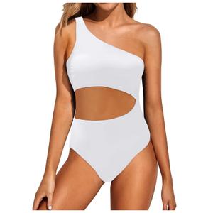 YONIQUE Girl's Bikini Set One Shoulder Two Piece Swimsuit Bathing Suit, Size Small