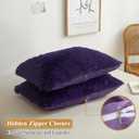 XeGe Faux Fur Fluffy Pillow Cases, Plush Shaggy Ultra Soft Furry Pillow Shams, Crystal Velvet Fuzzy Pillow Covers, Decorative Pillowcases for Bed Couch Sofa Zipper Closure, Set of 2 (King, Purple)