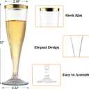 Bestluck 100 Pack Champagne Flutes Plastic with Gold Rim, 4.5 oz Clear Plastic Disposable Stemware, Disposable Champagne Flutes for Party, Mimosa Bar, Wedding, Anniversary and Graduation