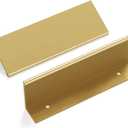 goldenwarm 5 Pack Gold Finger Edge Pulls Drawer Finger Pulls Champagne Gold Kitchen Hardware Handles Bedroom Dresser Drawers,5in Hole Center