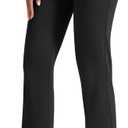 AFITNE Women's Dress Yoga Pants Straight Leg Stretchy Business Casual Office Work Slacks with Pockets Wrinkle-Resistant Trousers 27 Inches Black L