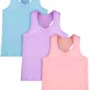 Boao 3 Pieces Girls Dance Tank Top Racerback Crop Tank Top Sleeveless Dance Outfit for Ballet Gymnastics Wear 3XL