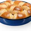 12 Inch Enamel Roasting Pan for Induction Cooktops - Heavy Duty Round Baking Pan for Thanksgiving Turkey Christmas Ham Lasagna & Pizza Dishwasher Safe Oven Broiler & Stovetop Pan