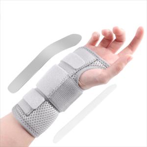 Carpal Tunnel Wrist Brace, Ergonomic Night Support Hand Brace with 1 Rigid Metal Splint and 1 Flexible Plastic Splint for Arthritis & Tendonitis Relief, Hand Splint Stabilizer for Men Women (Right Hand, Gray, Medium)