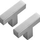 Ravinte 5 Pack Brushed Nickel Square Bar Cabinet Knobs 2 Inch Square Cabinet Handles Silver Single Hole Kitchen Cabinet Pulls
