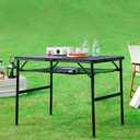 Folding Camping Table with Mesh Desktop, 3x2 FT Aluminum Folding Grill Table, Adjustable Height Metal Folding Table with 2 Heights, Portable Table for Outdoor BBQ Grill Picnic Cooking