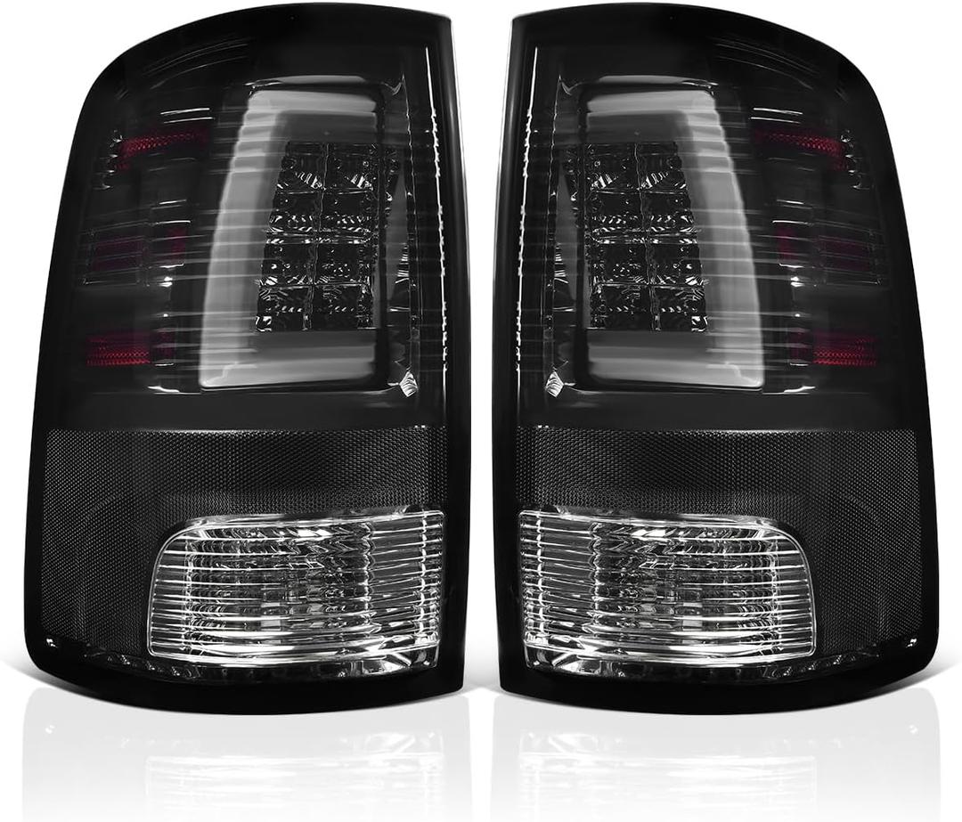AUTOSAVER88 LED Tail Lights Compatible with 2009-2018 Ram 1500, 2010-2018 Dodge Ram 2500/3500, 2019-2022 Ram 1500 Classic Taillights Assembly - Driver & Passenger Side (Black/Smoke)
