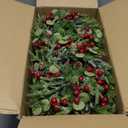 Lyrow 12 Pcs Christmas Candle Rings Wreath Xmas Kitchen Cabinet Mini Wreath Artificial Berries Snowy Pine Candle Ring Holder for Christmas Chandelier Home Table Centerpiece Indoor Decor