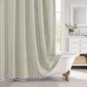 Colorigan Boho Farmhouse Shower Curtain - Linen Rustic Heavy Duty Fabric Shower Curtain Set with Tassel, Water Repellent Cloth, Modern Bohemian Chic Country Bathroom Shower Curtains