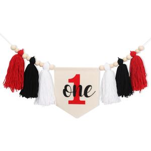 1st Boy High Chair Banner - Blush Pink 1st Girl High Chair Banner,Floral First birthday decor, Wildflower Photo prop,Royal Blue Orange Tassel,First Green Shades Tassel (Red Black)