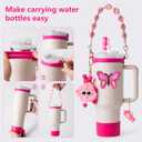Stanley Cup Accessories Set I Water Bottle Handle Strap, Silicone Cup Boot, Lipstick Holder, Keychain Charms & Handle Charms,Straw Topper Accessories for Stanley Cups 40oz/30oz