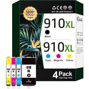 910 Ink Cartridge: Suitable for 910XL OfficeJet 8020, 8025, 8035 Printers (4-Pack)